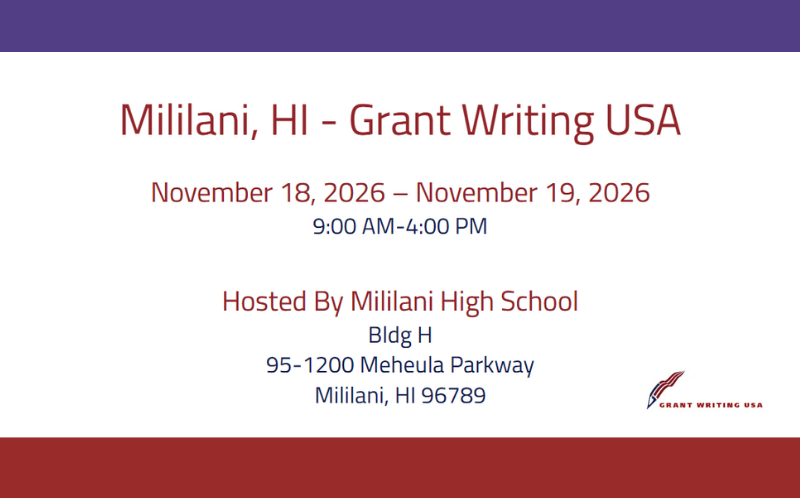 Holiday Discount for Grant Writing Training in Oahu